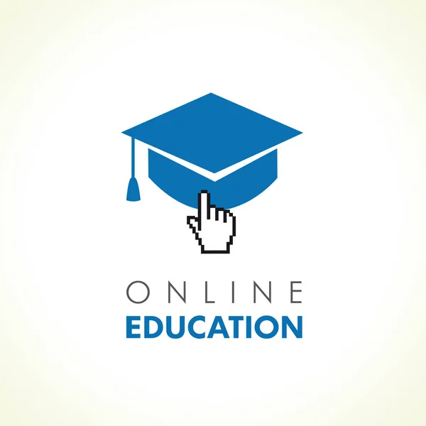 Digitale School Onderwijs Klik Logo Online Educatieve Vector Illustratie Met — Stockvector