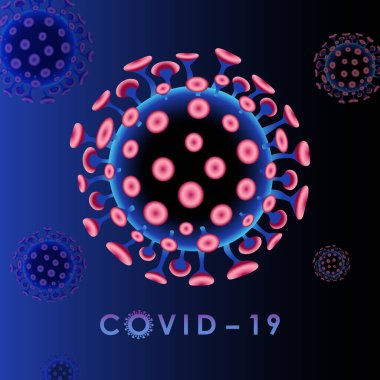 Coronavirus logo konsepti. Roman Coronavirus ikonu. COVID-19 hastalık görüntüsü, karanlık bir geçmişi var. SARS salgın sembolü. Soyut grafik tasarım şablonu. Typography ile yaratıcı NCOV imzası.