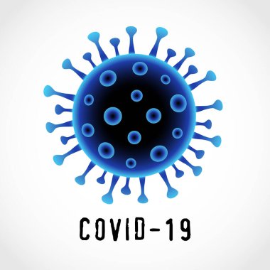 Corona Virüsü, koronavirüsün ilüstrasyonunu önlüyor. 2019 ncov virüs işareti. Corona virüsü logo mikrobu, virüs hücresi mavi renkli Covid-19 salgını