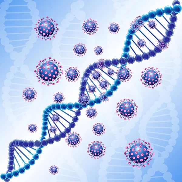 Útok Dna Virů Lesklý Řetězec Dna Proces Genetické Mutace Věda — Stockový vektor