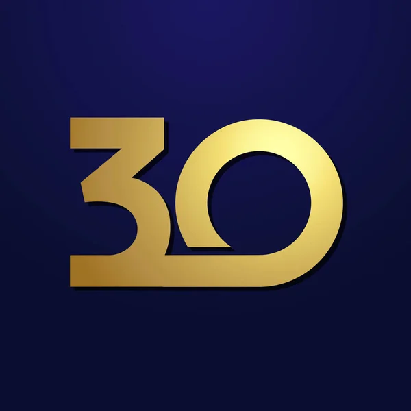 30周年纪念日的数字 30岁的标志类型 金光闪闪的祝贺 孤立的抽象图形设计模板 创意的祝贺 3D数字 折扣概念高达30 — 图库矢量图片