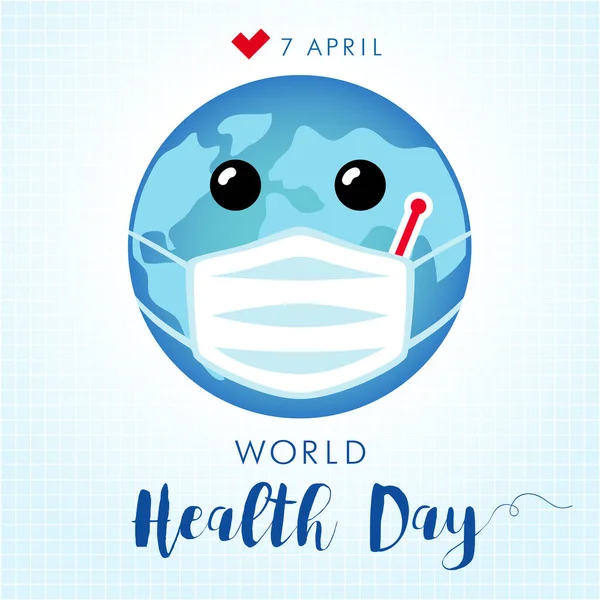 Día Mundial Salud Planeta Guardia Máscara Medicina Día Mundial Salud — Vector de stock
