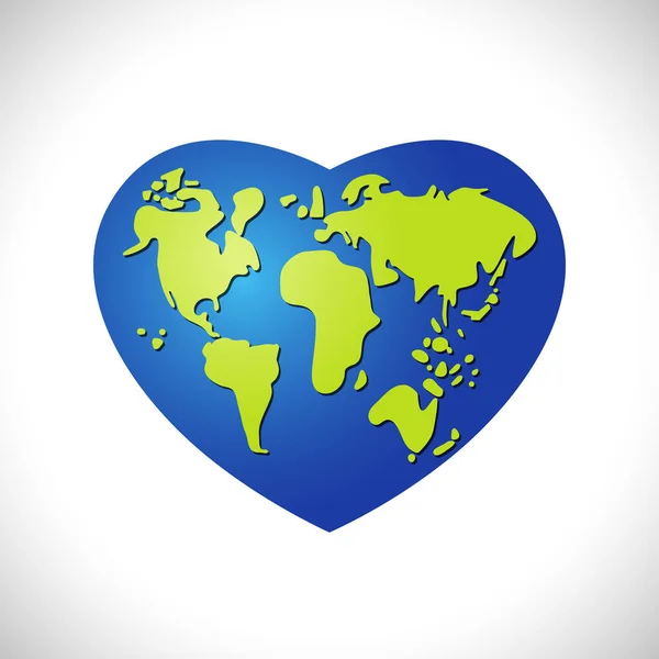 Планета Земля Раме Сердца Концепция Логотипа Творческая Икона Карта Мира — стоковый вектор
