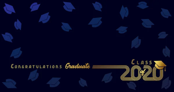 Clase 2020 Graduado Felicitación Diseño Líneas Oro Ilustración Graduación Vectorial — Vector de stock