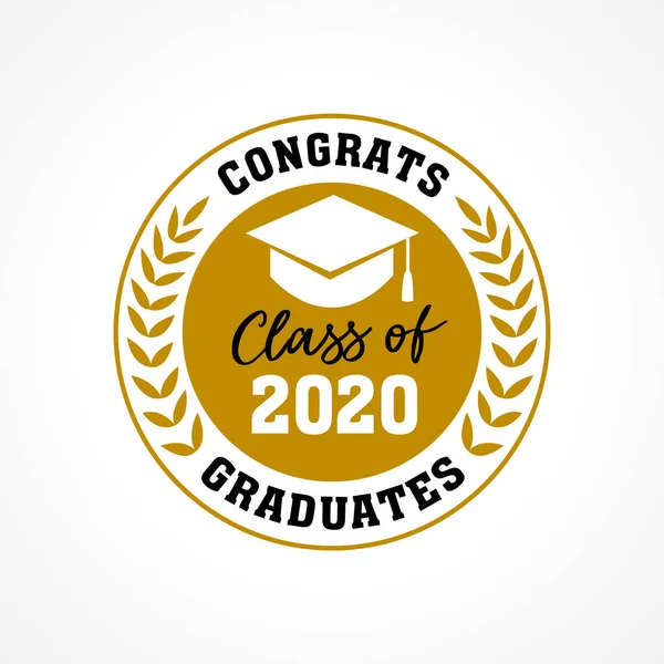 Klasse 2020 Goldenem Palmkranz Glückwunsch Absolventen Schriftzug Graduation Kalligraphie Logo — Stockvektor