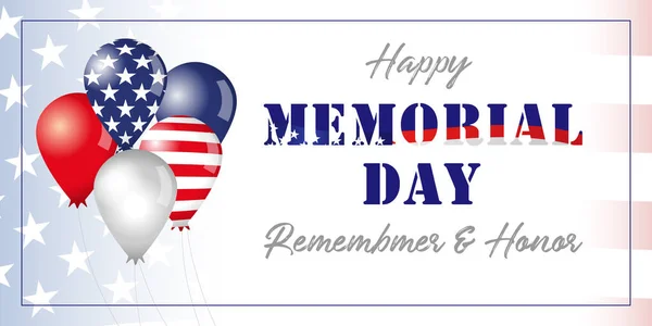 Feliz Memorial Day Eua Banner Horizontal Modelo Design Gráfico Abstrato — Vetor de Stock