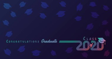 Class of 2020, colored lines design in academic hat. Congratulations graduation lettering for design party high school or college graduate. Vector illustration background clipart