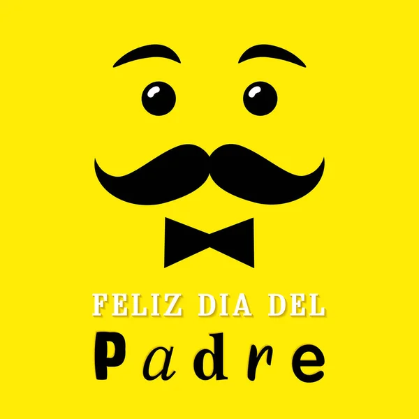 用西班牙语书写的 快乐父亲日 翻译为 快乐父亲日 父亲节的图像与微笑 胡子和文字 贺年卡或销售横幅 — 图库矢量图片