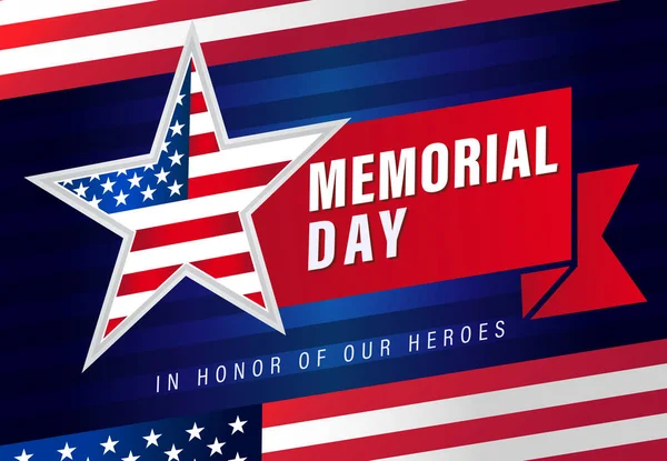 Memorial Day Usa Star Flag Stripes Bannerr Feliz Día Los — Vector de stock