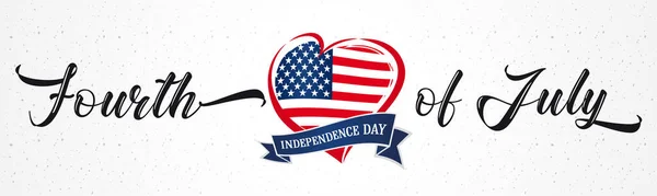Juli Usa Vintage Inschrift Flagge Herzen Glücklicher Unabhängigkeitstag Der Vereinigten — Stockvektor