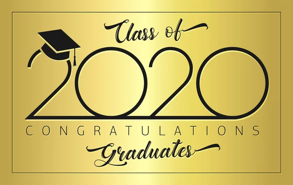 Clase 2020 Año Signo Graduación Concepto Premios Banner Estilo Monocromo — Vector de stock