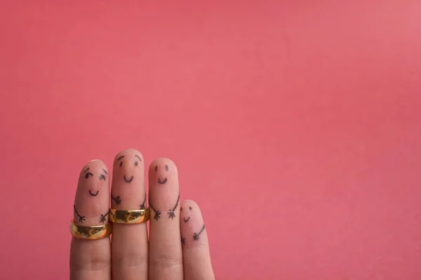 Painted happy fingers smiley in love — Stock Photo, Image