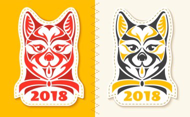 Köpek - 2018 yeni yıl Çince Astroloji sembolü. Vektör çizim 