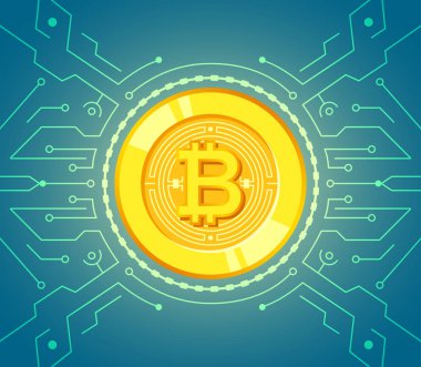 Vektör karikatür altın bitcoin cryptocurrency