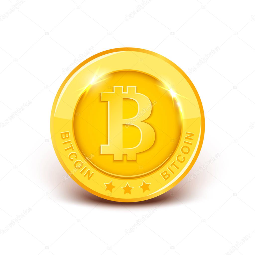 Vector golden bitcoin, popular cryptocurrency