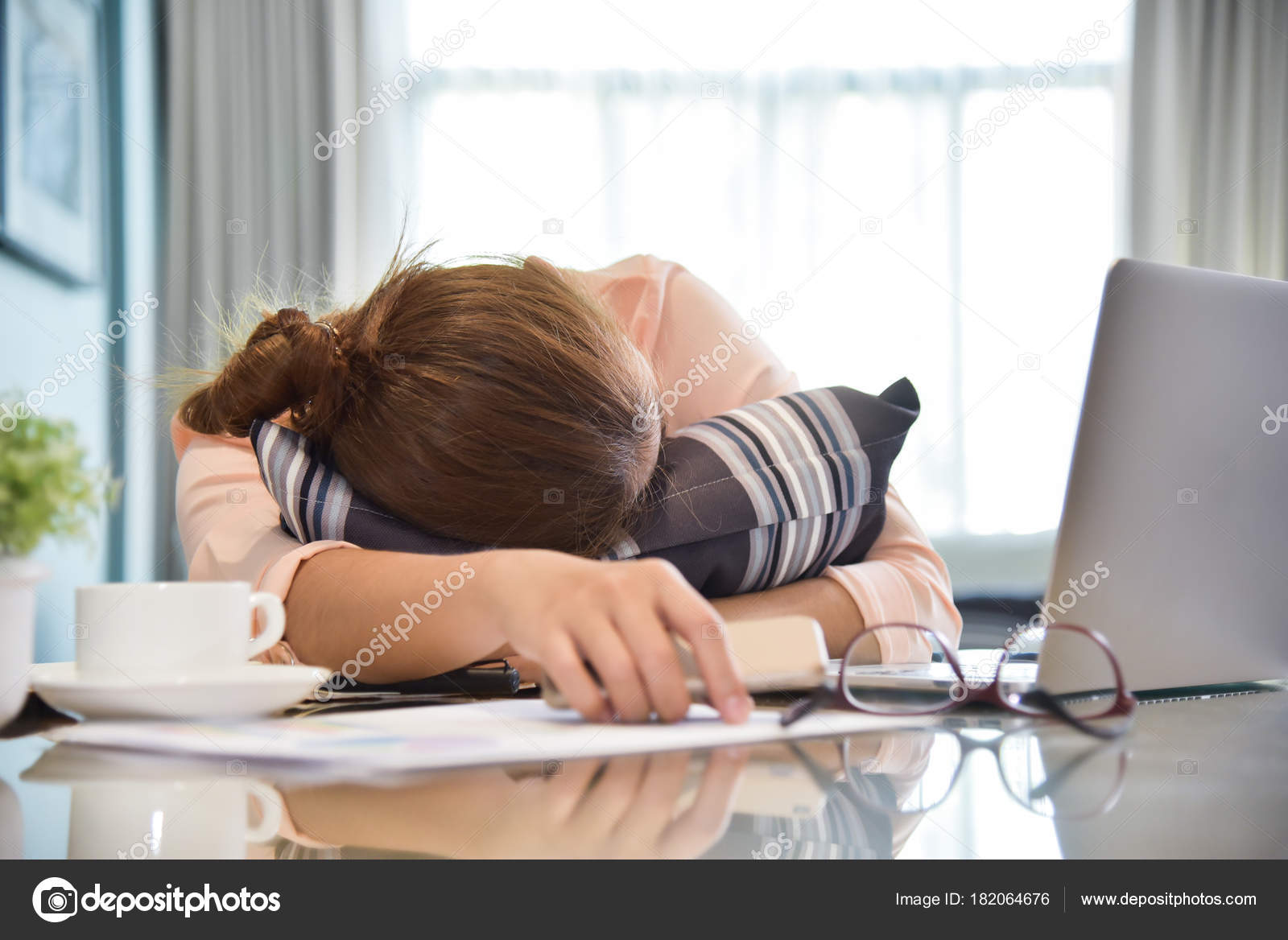 Businesswoman Sleeping On Desk Stock Photo C Eggeeggjiew 182064676
