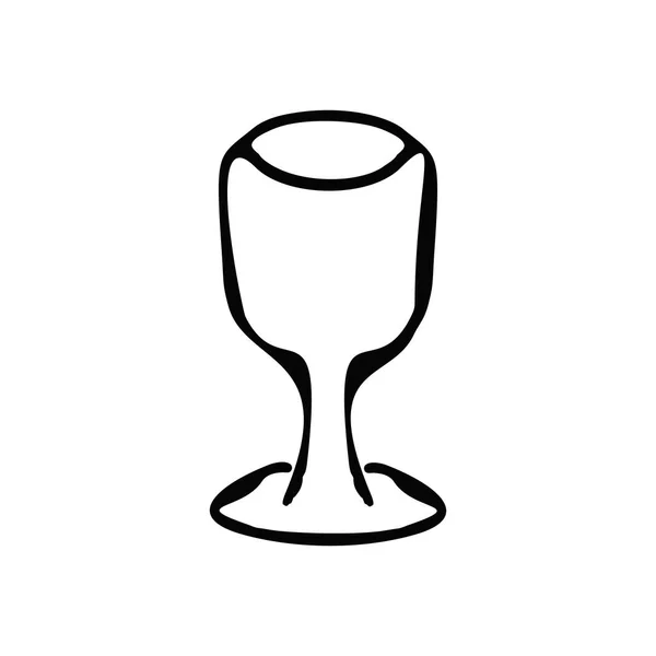 Silhouette in bianco e nero di un bicchiere. Doodle, schizzo, disegno a mano, colorazione. Illustrazione vettoriale — Vettoriale Stock