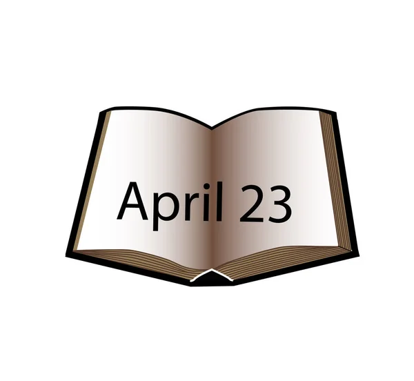 세계 책과 저작권의 날 23 4 월입니다. 오픈도 서입니다. 벡터 일러스트 레이 션. — 스톡 벡터
