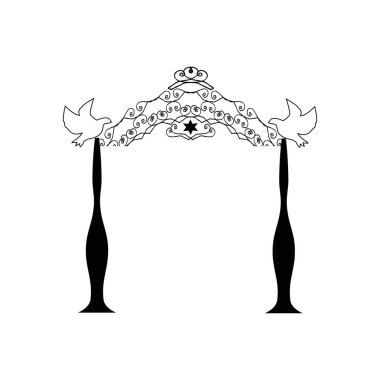 Vintage grafik huppah. Yahudi dini düğün gölgelik için. illüstrasyon izole arka plan üzerinde