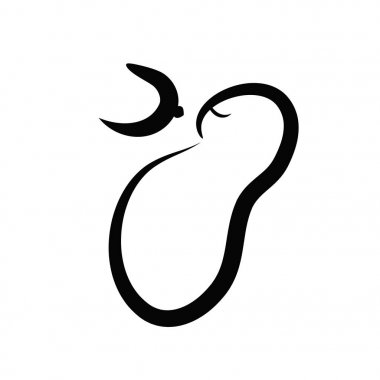 Siyah siluet bir çocuğun göğüs meme besleme emme. Dünya emzirme günü. Dünya emzirme haftası. 1-7 Ağustos. Vektör illüstrasyon izole arka plan üzerinde