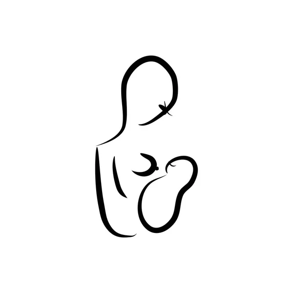 Silueta negra de mujer con lactancia materna. Día Mundial de la Lactancia. Semana Mundial de Lactancia. Del 1 al 7 de agosto. Ilustración vectorial sobre fondo aislado — Archivo Imágenes Vectoriales