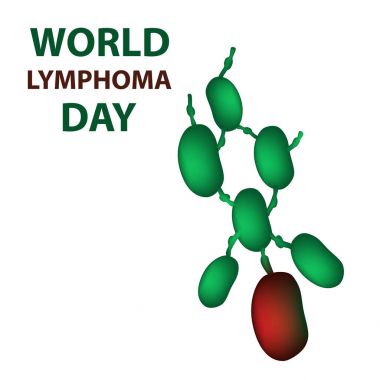Dünya Lenfoma günü. Lenf düğümleri Boyutu'nda artırın. Vektör illüstrasyon izole arka plan üzerinde