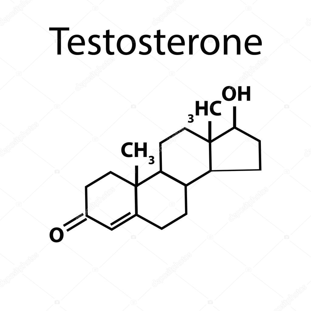 The chemical molecular formula of the hormone testosterone. Male sex hormone. Infographics Vector illustration