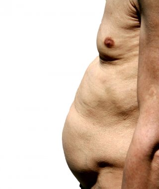 Büyük bir adamın profil karnından