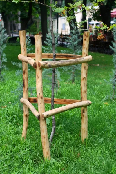 Ahşap çitler ağaçlar için. Ahşap için destek