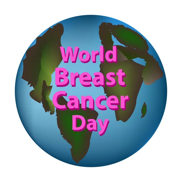 Planet Earth World Breast Cancer Day (en inglés). Ilustración vectorial sobre fondo aislado — Vector de stock