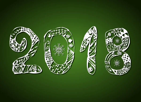 Inscripción 2018 sobre fondo verde. Año Nuevo. Ilustración vectorial — Vector de stock