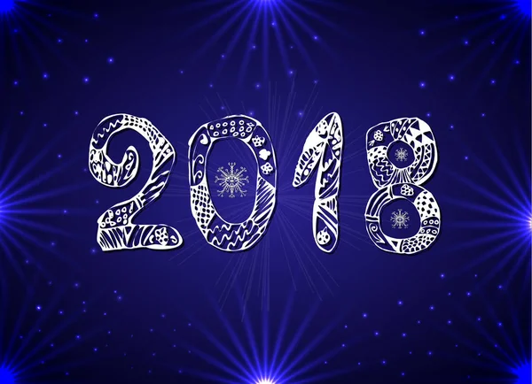 Iscrizione 2018 su sfondo blu. Capodanno. Illustrazione vettoriale — Vettoriale Stock