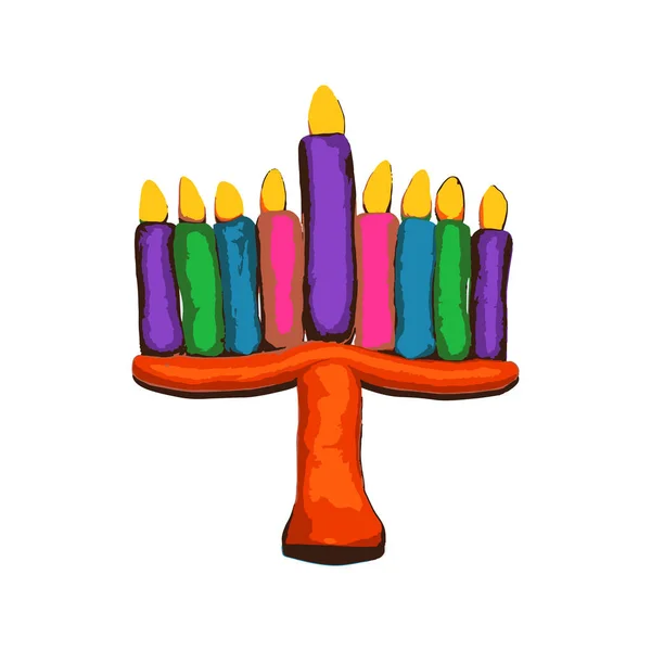 Colorful Hanukiah 3d. Jewish holiday Hanukkah. Vector illustration on isolated background — Stock Vector