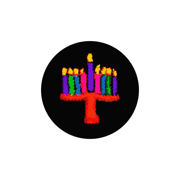 Multi-color pixel Hanukkah. De círculos coloridos. Férias judaicas Hanukkah. Ilustração vetorial sobre fundo isolado —  Vetores de Stock