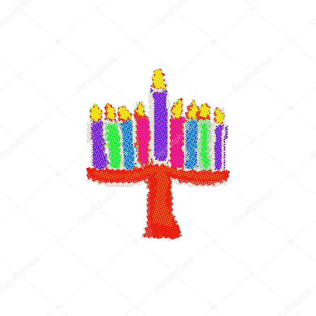 Multi-color pixel Hanukkah. From colorful circles. Jewish holiday Hanukkah. Vector illustration on isolated background