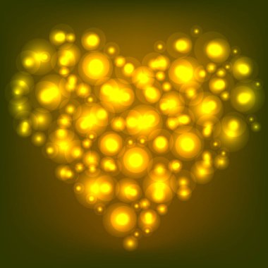 Altın parlayan parlayan kalp. Sevgililer günün kutlu olsun. Vektör çizim.