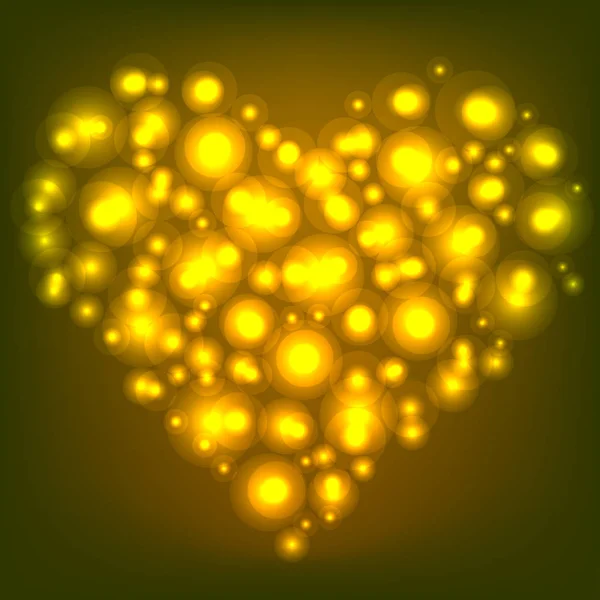 Or brillant coeur lumineux. Joyeuse Saint-Valentin. Illustration vectorielle . — Image vectorielle
