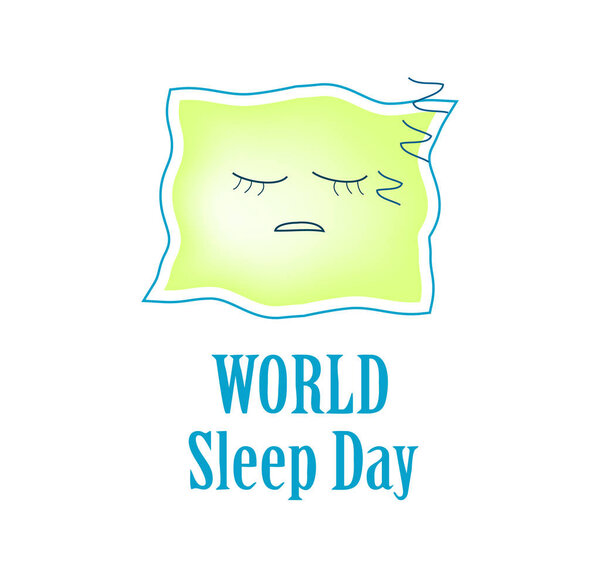 Deficiency of sleep. Insomnia. World Sleep Day. Sleeping pillow. Infographics. Vector illustration on isolated background