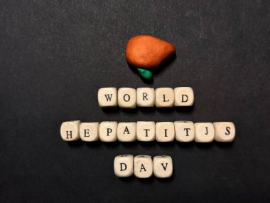 Dünya Hepatit Günü. Karaciğer ve safra kesesi. Tahta küpler yazıtlar