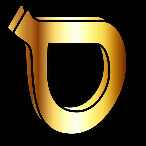 Gyönyörű arany héber ábécé. A betűk héber arany, a betűtípus stílusos és világos. Vektoros illusztráció fekete háttér — Stock Vector