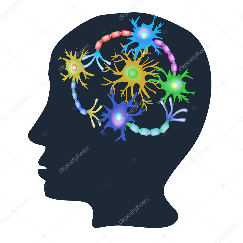 Synapses of neurons. Neural communications background. Neuron communication synapses in the brain. Vector illustration on isolated background.
