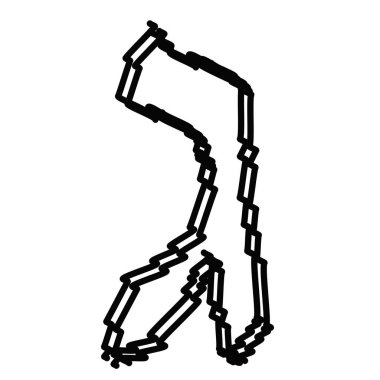 İbranice alfabesinin siyah harfleri. İbrani çocuklar karalıyor. İzole edilmiş arkaplanda vektör illüstrasyonu.