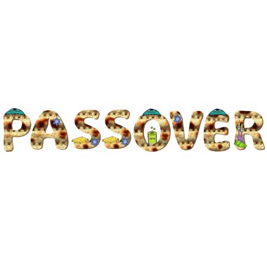 İngilizce alfabe harfleri Fısıh matzo doku ile tatil için. Yazı tipi matza. Vektör illüstrasyon izole arka plan üzerinde.