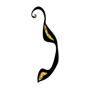 Kaligrafi, taçlı İbranice alfabesi. Dekoratif yazı tipi. Harfler altın sarısı. İzole edilmiş arkaplanda vektör illüstrasyonu