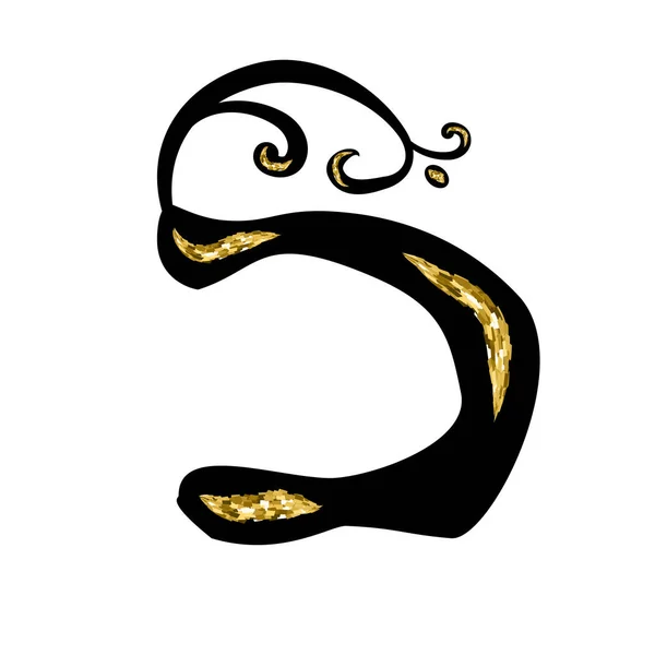 Alphabet hébreu calligraphique avec couronnes. Fonte décorative. Les lettres dessinent à la main de l'or, or. Illustration vectorielle sur fond isolé — Image vectorielle