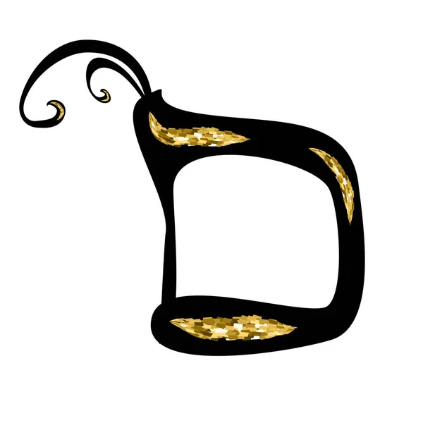 Calligraphic Hebrew alphabet with crowns. Decorative font. Letters hand draw gold, golden. Vector illustration on isolated background — 스톡 벡터