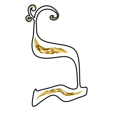 Kaligrafi, taçlı İbranice alfabesi. Dekoratif yazı tipi altın. Harfler altın çeker. İzole edilmiş arkaplanda vektör illüstrasyonu