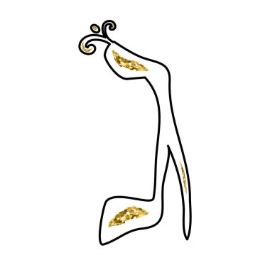 Kaligrafi, taçlı İbranice alfabesi. Dekoratif yazı tipi altın. Harfler altın çeker. İzole edilmiş arkaplanda vektör illüstrasyonu