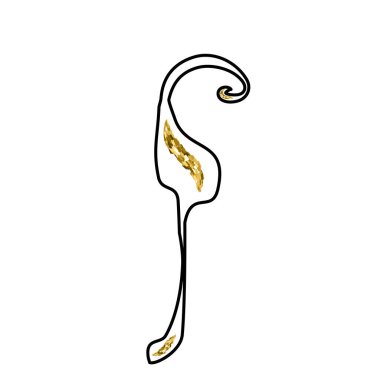 Kaligrafi, taçlı İbranice alfabesi. Dekoratif yazı tipi altın. Harfler altın çeker. İzole edilmiş arkaplanda vektör illüstrasyonu