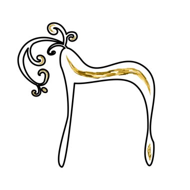 Kaligrafi, taçlı İbranice alfabesi. Dekoratif yazı tipi altın. Harfler altın çeker. İzole edilmiş arkaplanda vektör illüstrasyonu